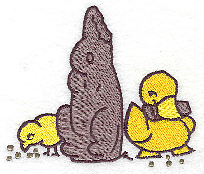 Embroidery Design: Chocolate Bunny chick and duck large 4.77w X 4.01h