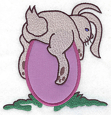 Embroidery Design: Bunny on top of egg large applique 4.74w X 4.98h