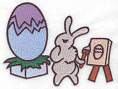Embroidery Design: Bunny at easel large 4.97w X 3.84h