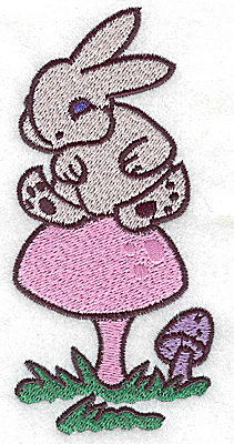 Embroidery Design: Bunny on toadstool large 2.34w X 4.92h