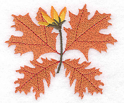 Embroidery Design: Leaves and floral buds 3.41w X 2.94h
