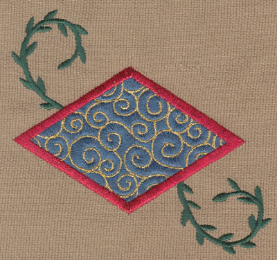 Embroidery Design: Oblong Diamond With Vines4.35" x 4.15"