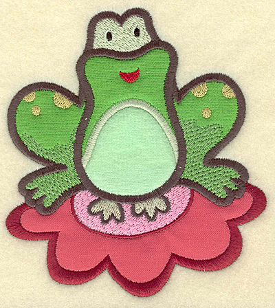 Embroidery Design: Frog on lily pad applique 4.56w X 5.00h