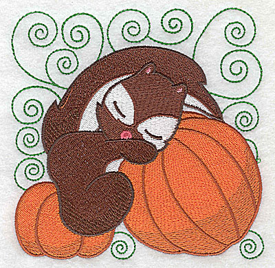 Embroidery Design: Squirrel on pumpkins large 4.95w X 4.97h
