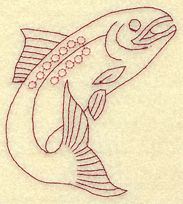 Embroidery Design: Fish B redwork 3.60w X 3.88h