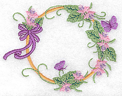 Embroidery Design: Ribbons butterflies and flowers 3.84w X 3.02h