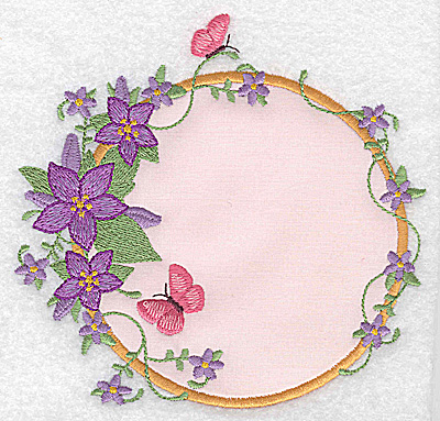 Embroidery Design: Flowers and butterflies applique 5.14w X 4.96h