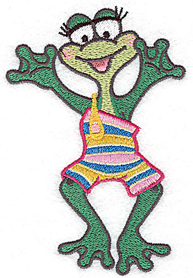 Embroidery Design: Frog in bathing suit large 3.29w X 4.91h
