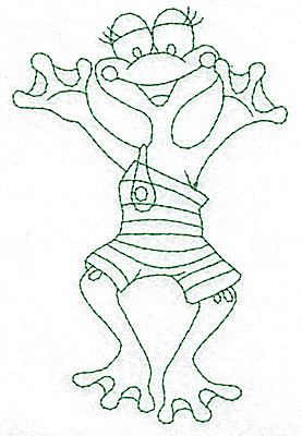 Embroidery Design: Frog in bathing suit outlines 3.23w X 4.94h