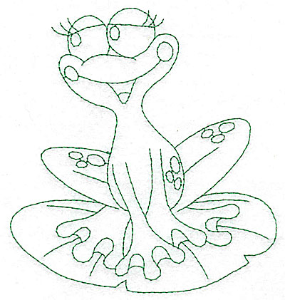 Embroidery Design: Frog sitting on lily pad outlines 4.62w X 4.96h
