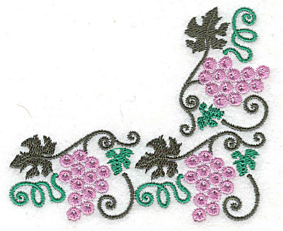 Embroidery Design: Grape corner 3.55w X 2.94h