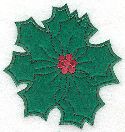 Embroidery Design: Holly applique A large 5.25w X 4.99h