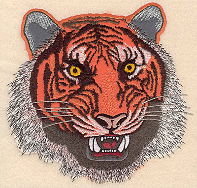 Embroidery Design: Tiger Head large double applique 7.68"w X 7.55"h