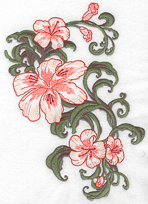 Embroidery Design: Lily cluster horizontal Realistic  7.45"h x 10.42"w