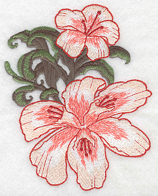 Embroidery Design: Lily duo large Realistic  5.81"h x 4.57"w