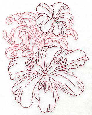 Embroidery Design: Lily duo large Redwork  5.79"h x 4.57"w