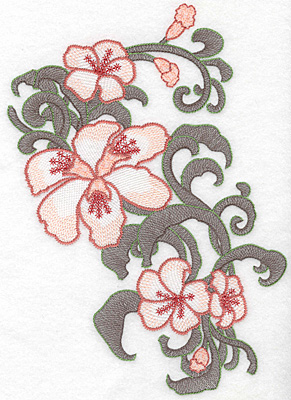 Embroidery Design: Lily cluster horizontal Artistic  7.35"h x 10.31"w