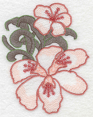 Embroidery Design: Lily duo large Artistic  5.54"h x 4.35"w