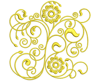 Embroidery Design: Golden Floral Swirls 1 Lg 4.96w X 4.90h