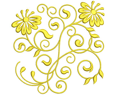 Embroidery Design: Golden Floral Swirls 4 Lg 5.00w X 4.99h