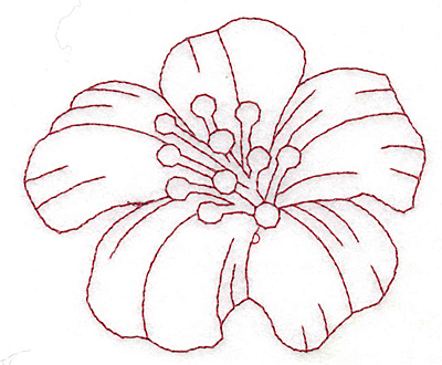 Embroidery Design: Yellow trumpet bloom large redwork  3.23"h x 3.84"w
