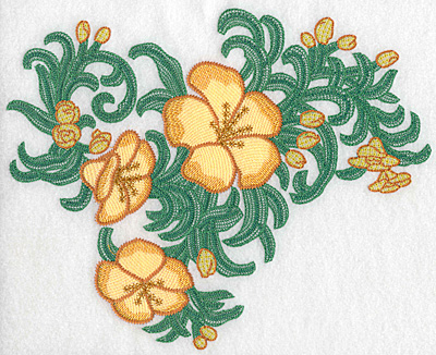 Embroidery Design: Yellow trumpet cluster horizontal artistic  7.47"h x 9.19"w