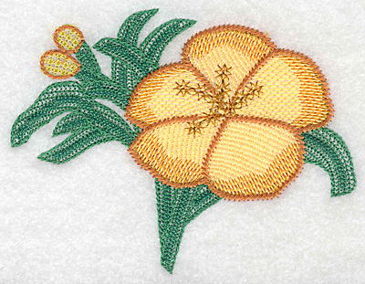 Embroidery Design: Yellow trumpet single large artistic  3.42"h x 4.50"w