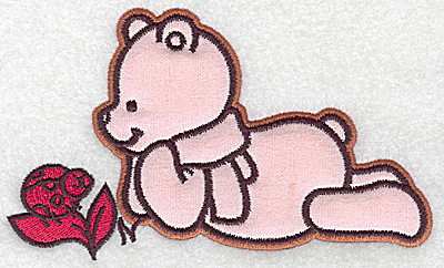 Embroidery Design: Bear with ladybug applique 6.05w X 3.57h