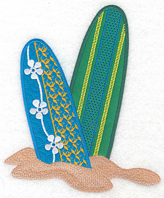 Embroidery Design: Surf boards large double applique  7.46"h x 6.20"w
