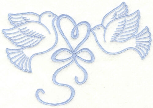 Embroidery Design: Doves with heart7.00w X 4.71h
