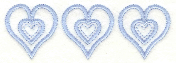 Embroidery Design: Hearts trio4.59w X 1.55h