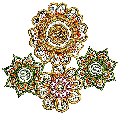 Embroidery Design: Henna design flowers 1 2.67w X 2.53h