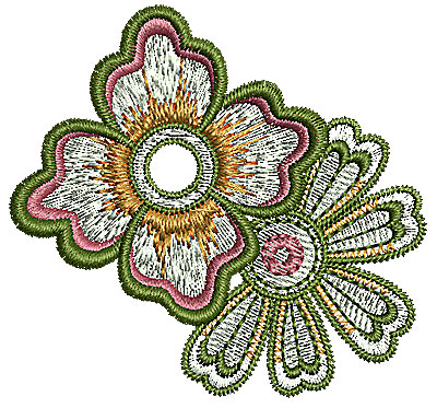 Embroidery Design: Henna duo flowers 2.33w X 2.19h