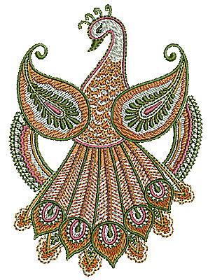Embroidery Design: Henna bird design 1 3.57w X 5.00h