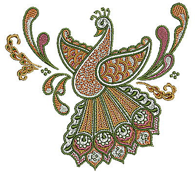 Embroidery Design: Henna bird 2 5.00w X 4.56h