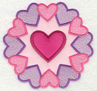 Embroidery Design: Heart Circle with Heart applique3.82w X 3.66h