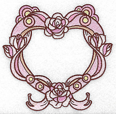 Embroidery Design: Heart with roses and banner large 4.93w X 4.79h
