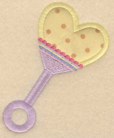Embroidery Design: Rattle applique heart shaped3.20"w X 3.91"h