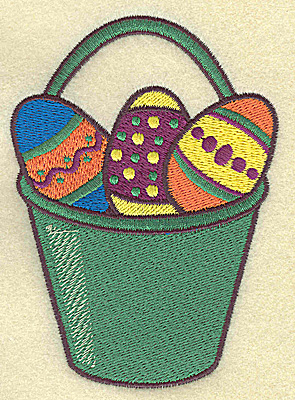 Embroidery Design: Pail of Easter eggs large 3.30w X 4.61h