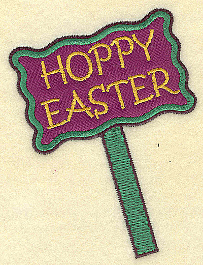 Embroidery Design: Hoppy Easter sign large applique 3.66w X 4.89h