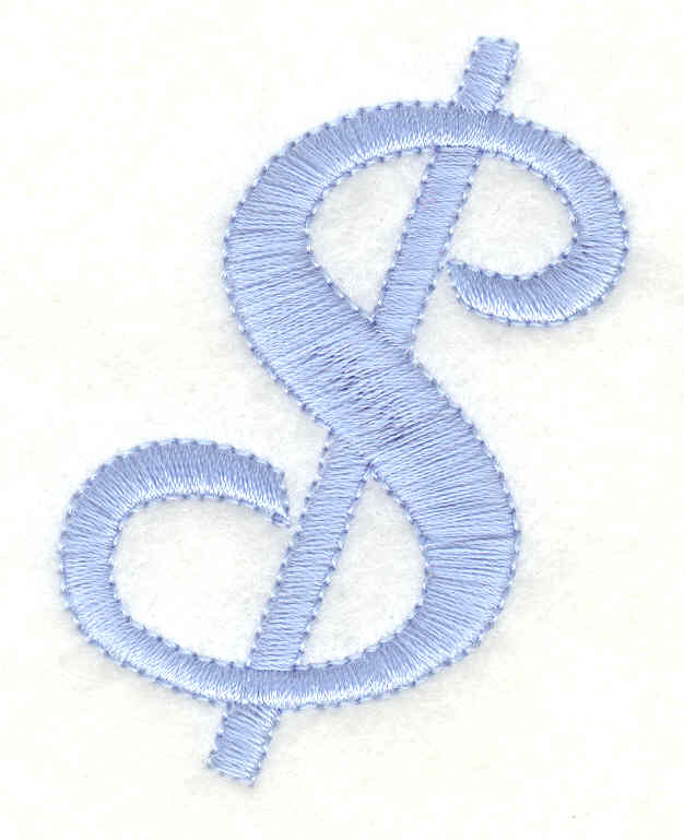 Embroidery Design: Dollar sign1.77w X 2.27h