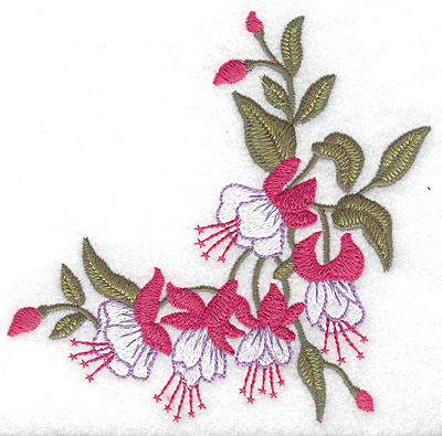Embroidery Design: Fuschia corner large 4.97w X 4.94h