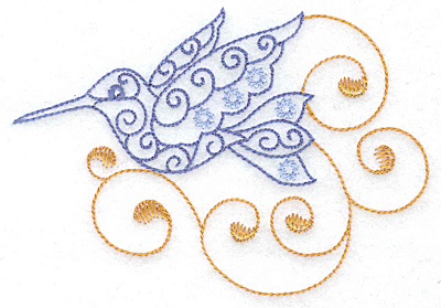 Embroidery Design: Hummingbird swirl E large 4.98w X 3.50h