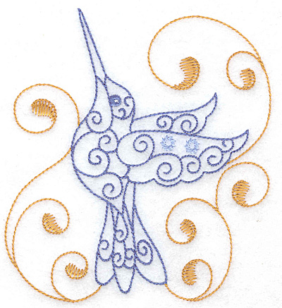 Embroidery Design: Hummingbird swirl F large 4.45w X 4.99h
