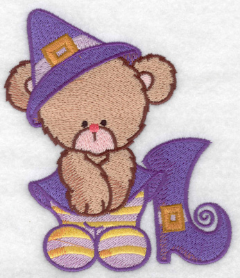 Embroidery Design: Bear witch with boot large 4.30w X 4.93h