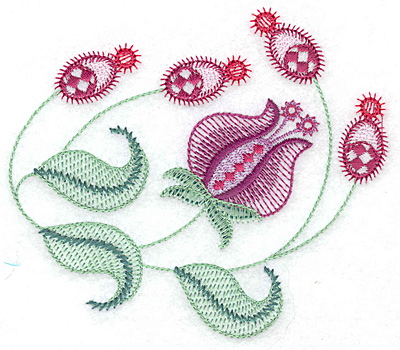 Embroidery Design: Floral E  4.82w X 4.21h