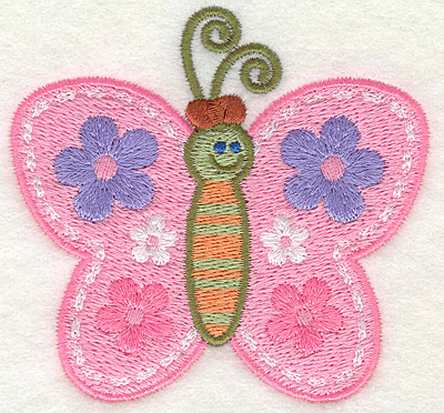 Embroidery Design: Pink Butterfly  3.5" x 3.25"