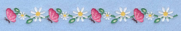 Embroidery Design: Butterflies and daisies border0.70" x 7.00"