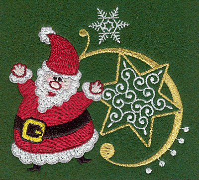 Embroidery Design: Santa with star and snowflake4.37w X 4.09h