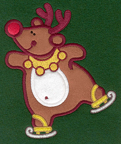 Embroidery Design: Reindeer on skates appliques4.65w X 5.58h